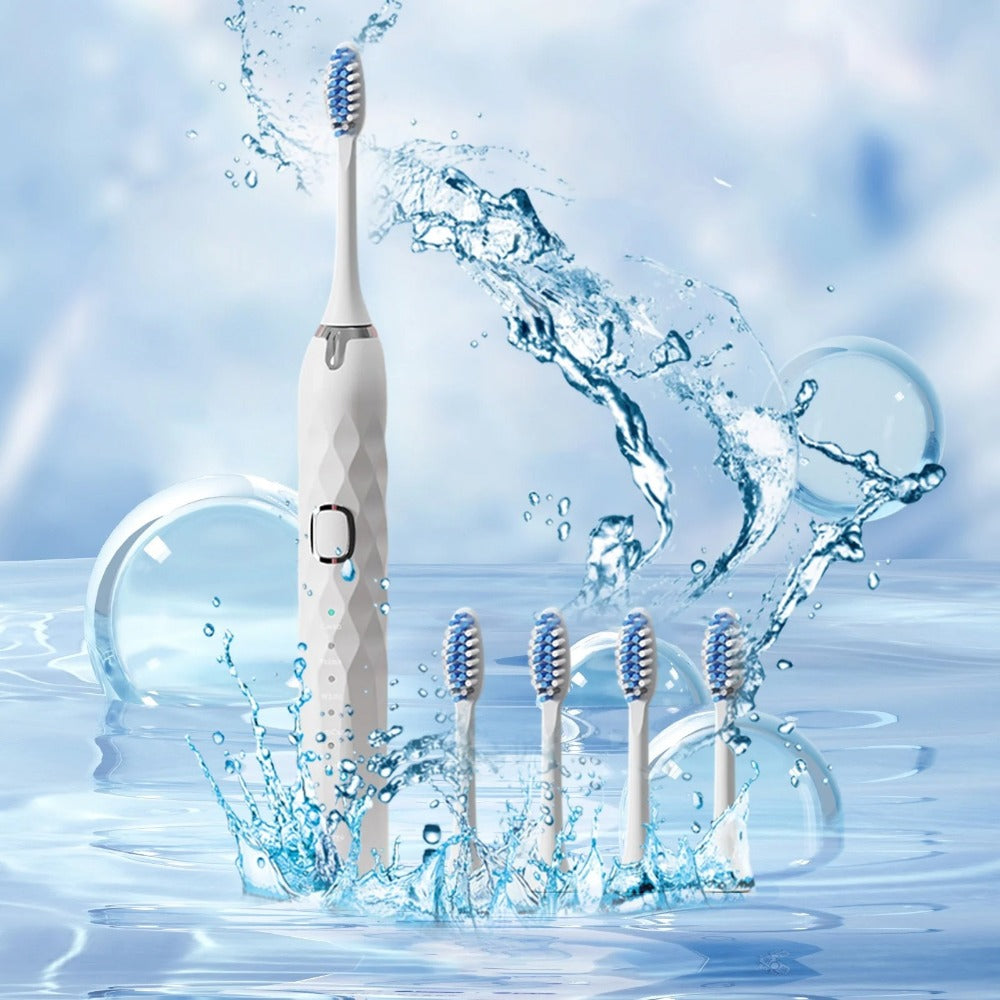 Electric Toothbrush Set - 5 Modes, IPX7 Waterproof, 5 Soft Heads for Adults & Kids