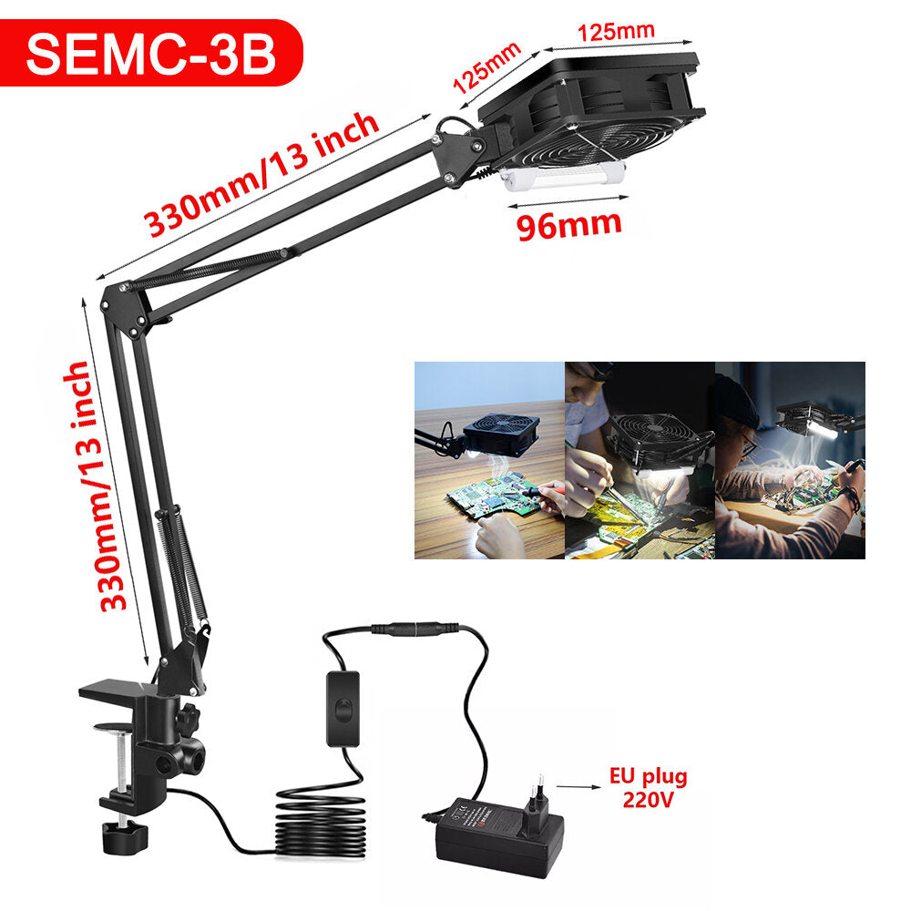 220V Soldering Exhaust Fan Welding Smoking Device with Energy-Saving Lamp Soldering Tool