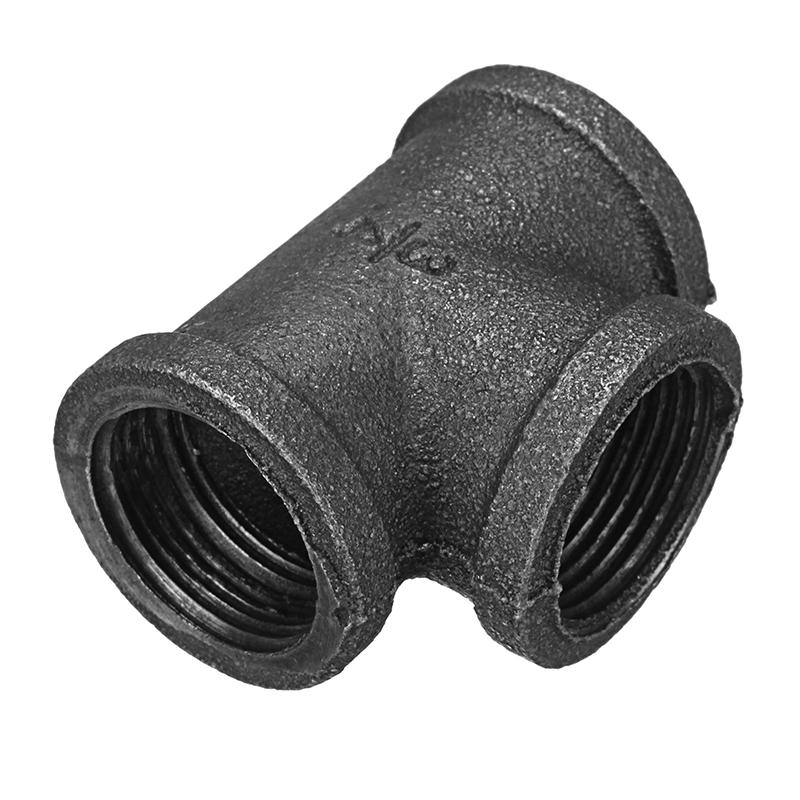 1/2" 3/4" 1" Equal Tee 3 Way Pipe Malleable Iron Black Pipes Fittings Female Tube Connector