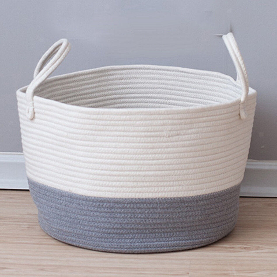 Cotton Rope Storage Basket Baby Laundry Basket Woven Baskets with Handle Bag