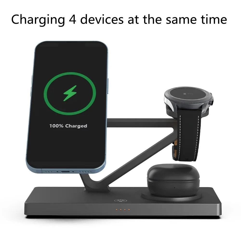 5-in-1 Magnetic Wireless Charger Stand for iPhone 14 13 12 X Samsung Galaxy Watch 15W Fast Charging Dock