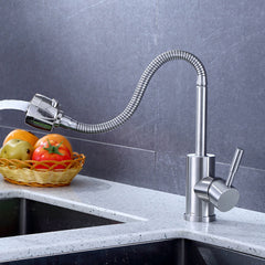 304 Stainless Steel Kitchen Faucet Tap 360 Rotation Sink Single Handle Two-Speed Switch Hot And Cold Shower With Hose