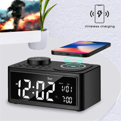 10W Wireless Charger Bluetooth Speaker Alarm Clock Radio for Qi-enabled Phones