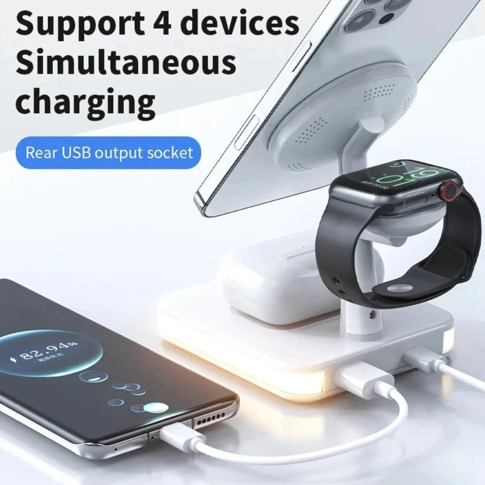 30W 4-in-1 Magnetic Wireless Charger Lamp for iPhone, Apple Watch, AirPods