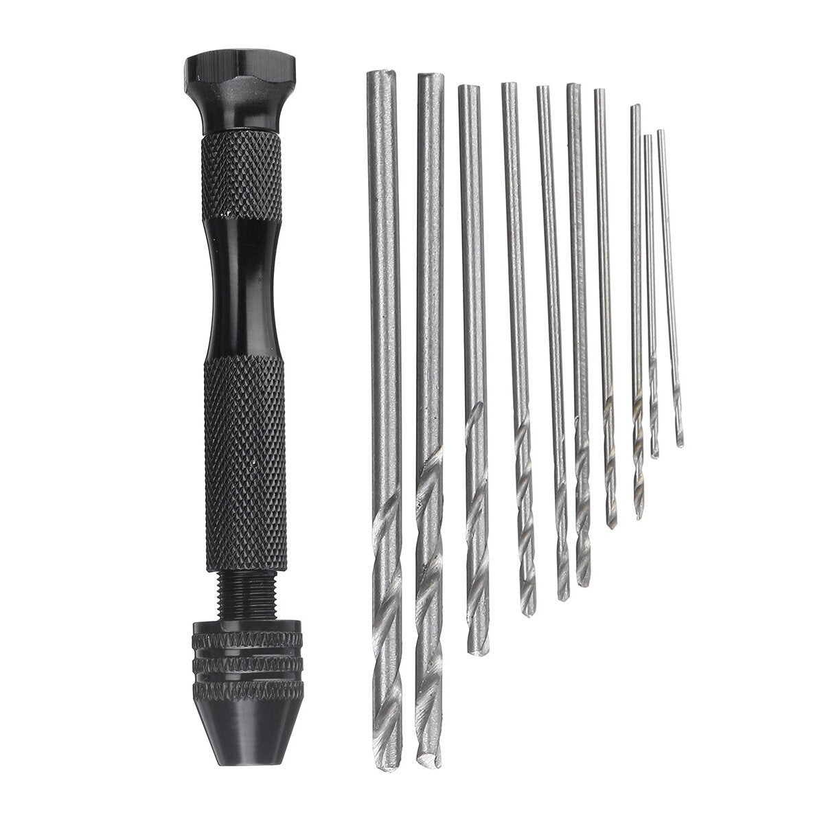 0.3-4mm Hand Drill Keyless Chuck with 10/20/150pcs Twist Bits Set for Wood Drilling