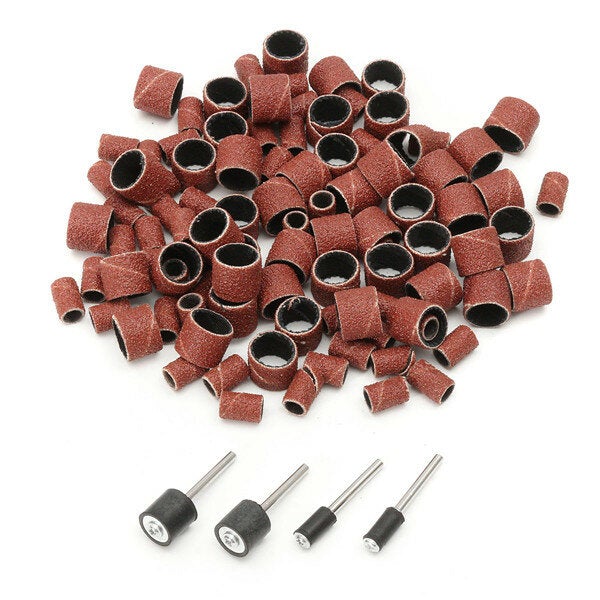 100pcs 1/4 1/2 Inch Sanding Sandpaper Sleeves with 4 Mandrels for Dremel Rotary Tool