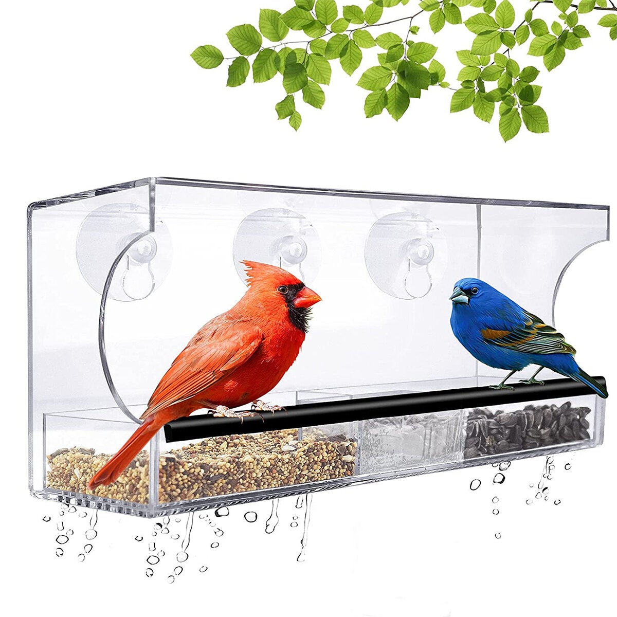 Clear House Window Bird Feeder Birdhouse With Suction Outdoor Garden Feeding