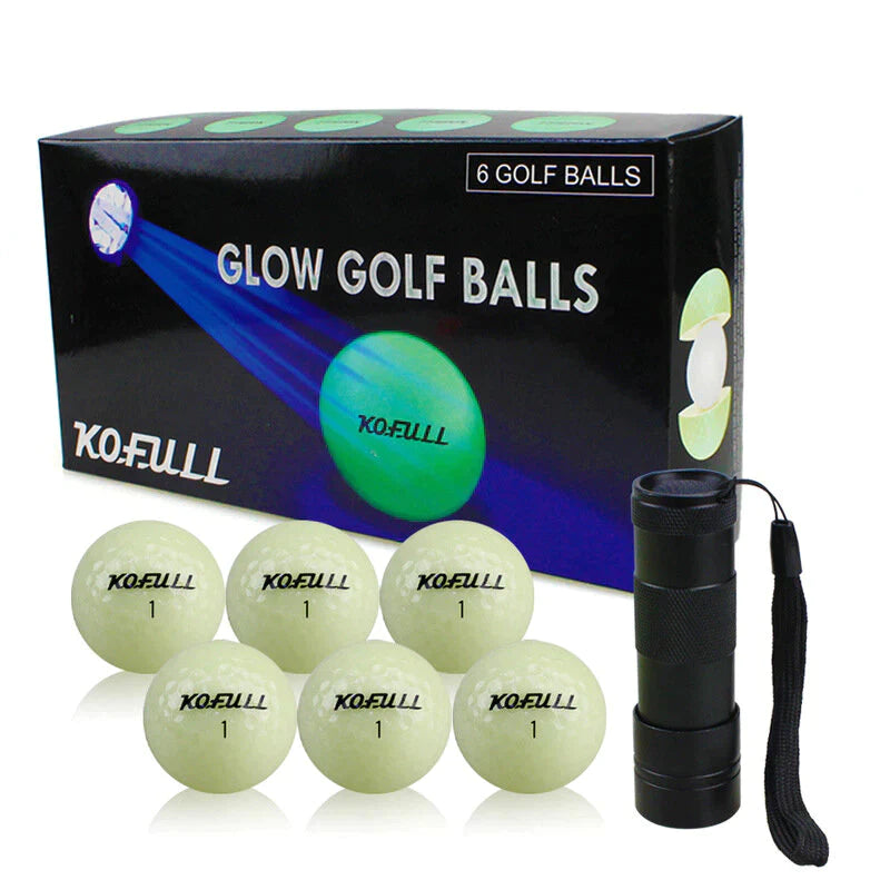 6 Pcs Luminous Golf Balls Lasting Bright Night Golf Balls with Mini LED Flashlight Team Sport