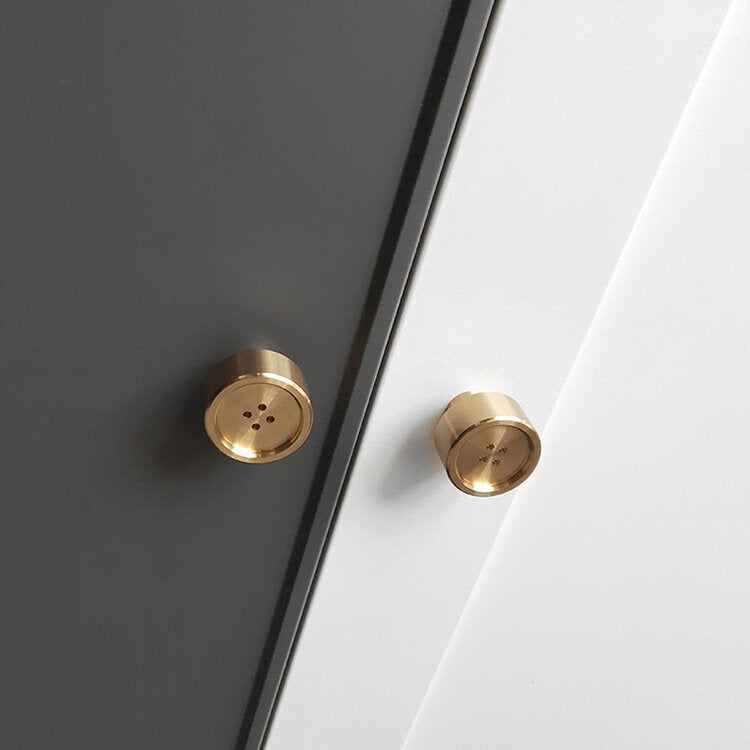 Nordic Simple Creative Button Handle Door Knob Pure Copper Drawer Cupboard Wardrobe Shoe Door Pull Round Handle