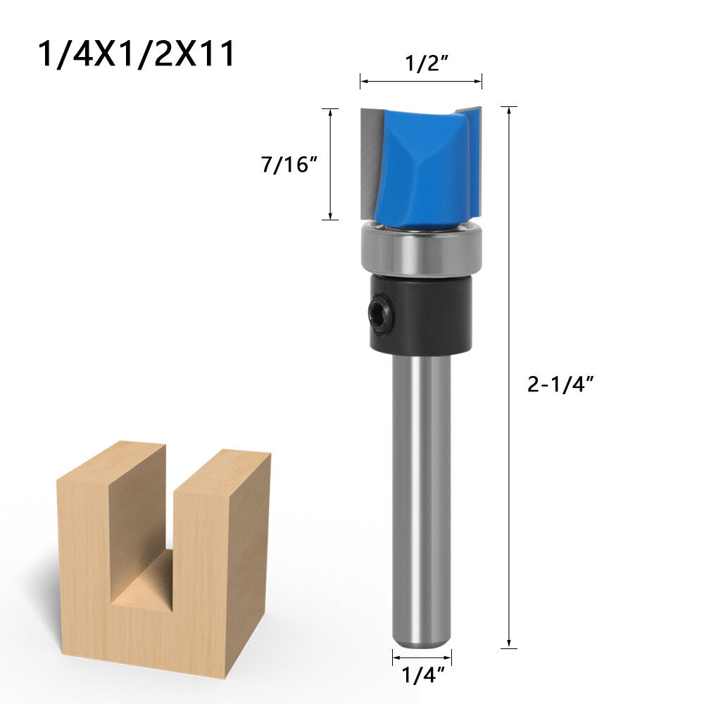 1/4inch/6mm Shank Flush Trim Router Bit Pattern Bit Top Bottom Bearing Blade Template Wood Milling Cutter Carpenter