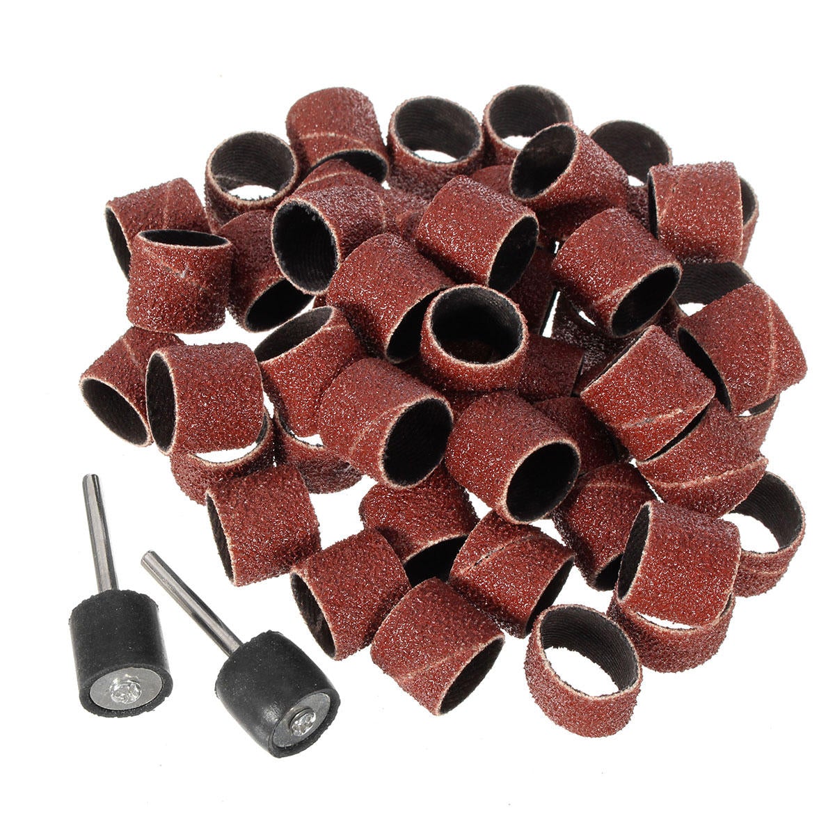 100Pcs 80-600 Grit Sanding Sandpaper Sleeves with 2 Sanding Drum Mandrels Fit Dremel Rotary Tools