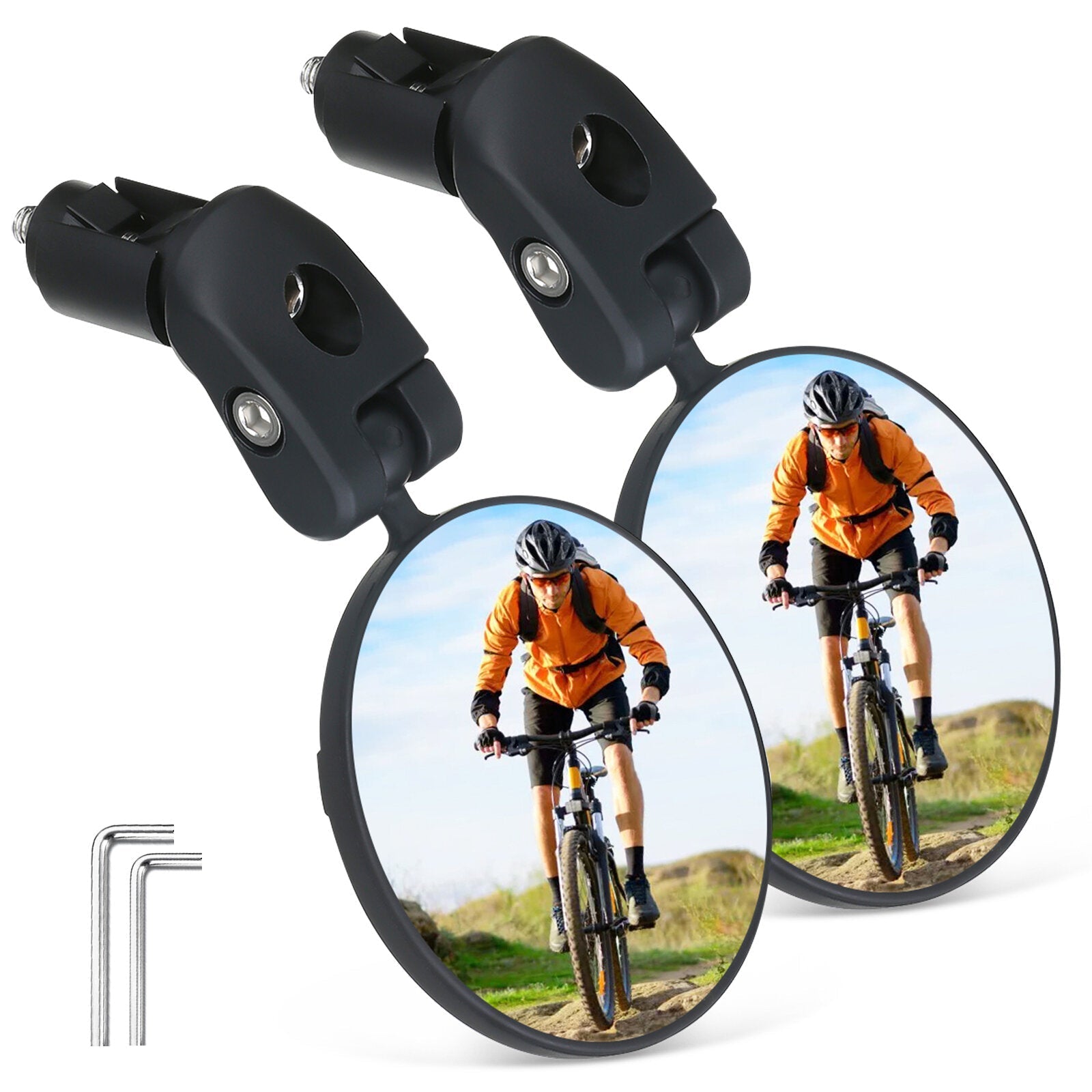 1 Pair Bike Rearview Mirror Adjustable 360 Degrees Bicycle Handlebar Mirror Outdoor Cycling Bike Mirror