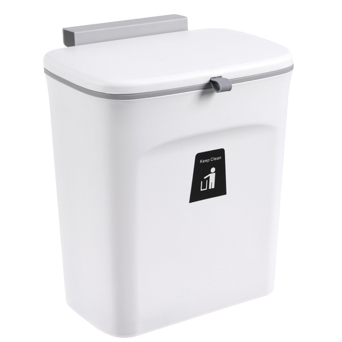 9L Cabinet Door Hanging Trash Can Slide Cover Garbage Bin Waste Storage for Kitchen Bedroom