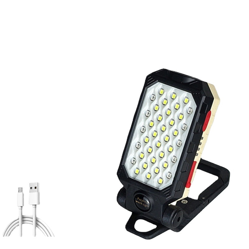 LED COB Rechargeable Magnetic Work Light Portable  Flashlight Waterproof Camping Lantern Magnet Design with Power Display