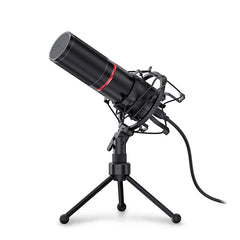 USB Condenser Recording Microphone with Tripod Cardioid Studio Vocals Voice Mic for PC Laptop Live Broadcast Streaming