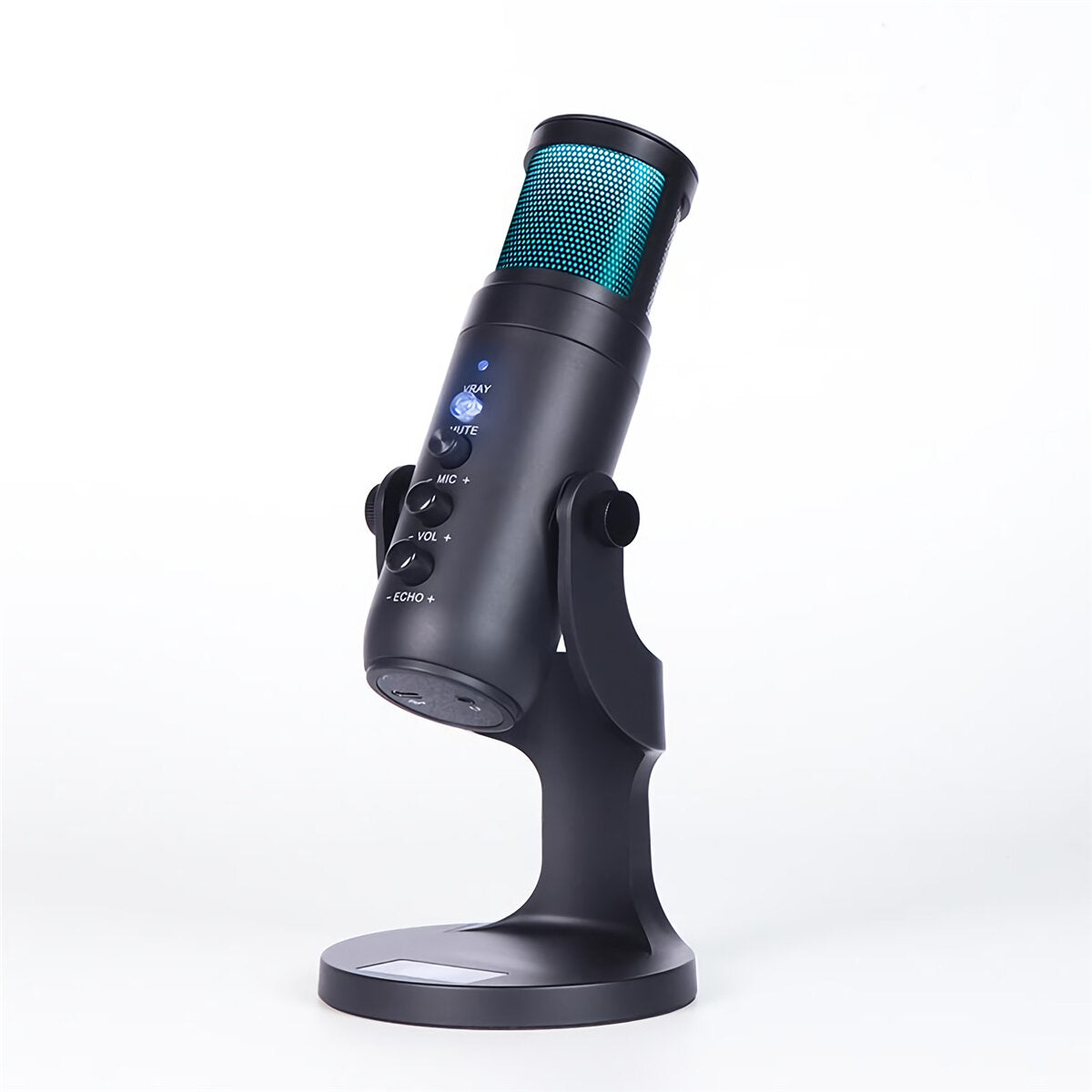 USB Microphone Stand Gaming Live Streaming RGB Light Condenser for Recording PC Computer
