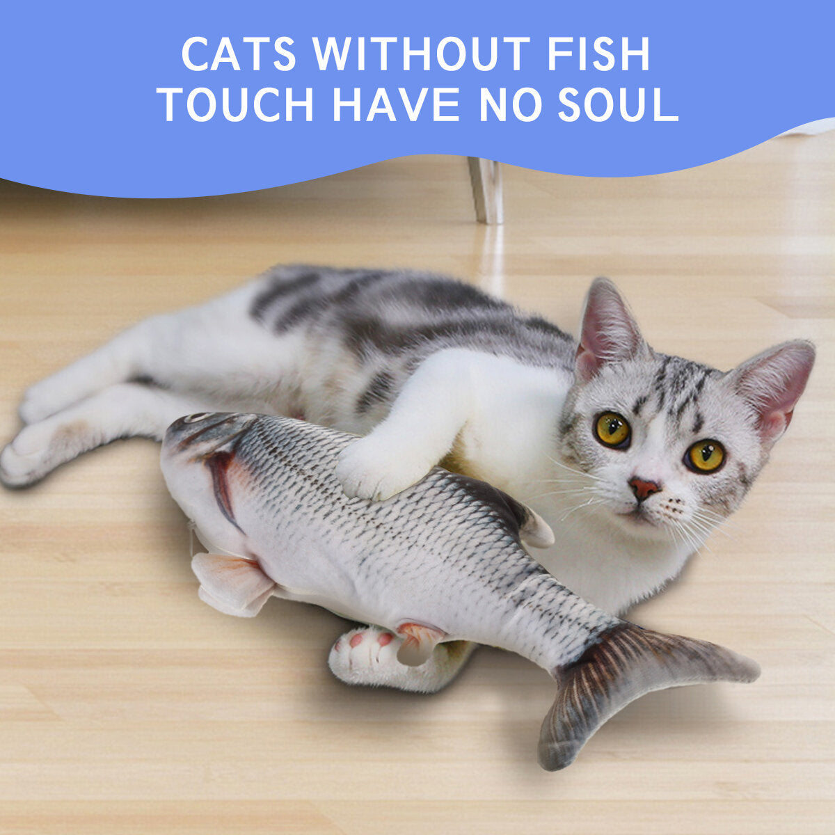 Cat Toy Fish, Catnip Electric Doll Fish, Simulation Electric Toy Fish with USB Charge, Interactive Toy