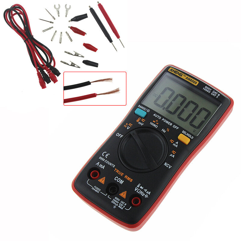 True RMS NCV Digital Multimeter 9999 Counts Backlight AC DC Current Voltage Tester