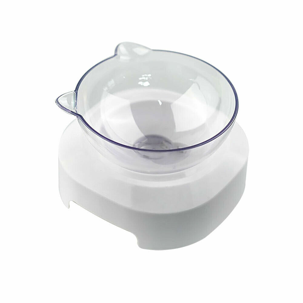 Pet Cat Food Feeder Feeding Bowl With Holder Dog White Elevated Water Bowl