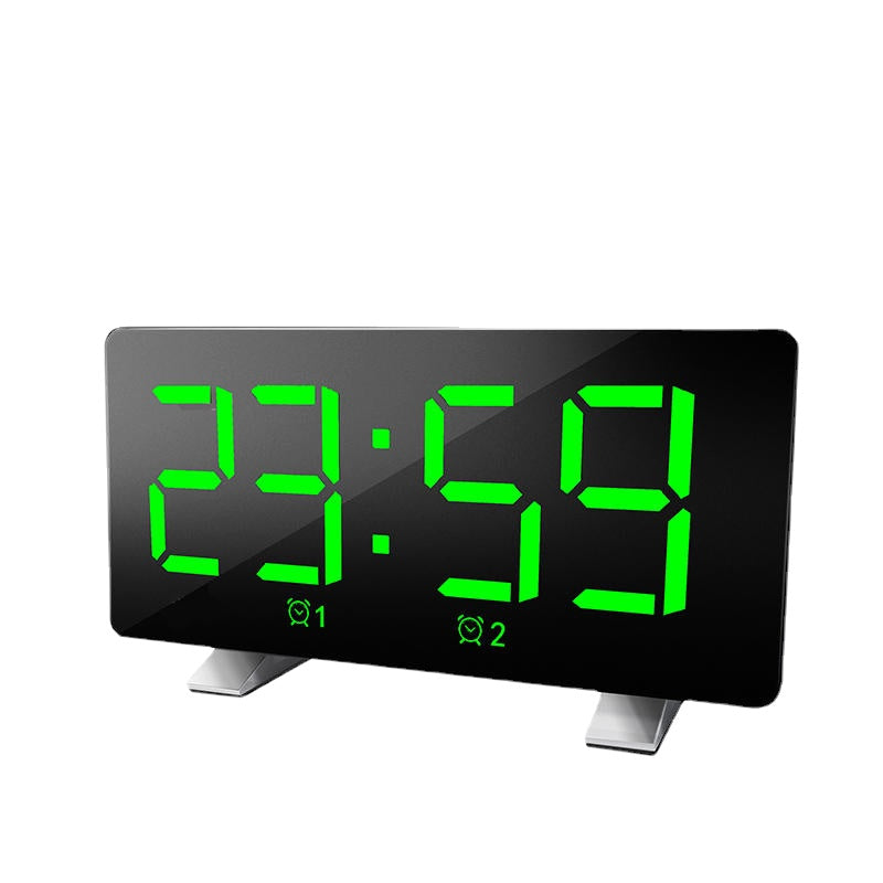 Mirror Digital Display LED Snooze Alarm Clock USB Time Night Mode Clock