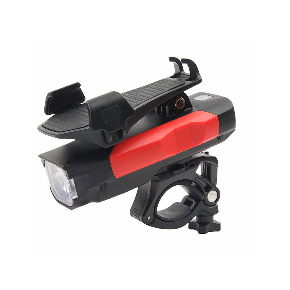 4-in-1 Bike Headlight T6 500lm 3 Modes Bike Front Lamp Power Bank Phone Hold 120dB Horn for 4-6.3inch Phone Cycling Bicycle
