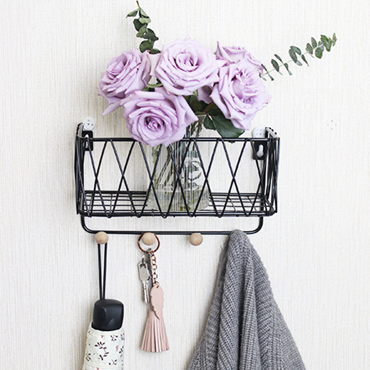 Kitchen Rack Toilet Bathroom Wrought Iron Wall Storage Rack Hanging Basket