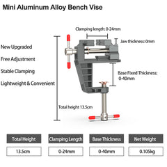 1PC Mini Aluminum Bench Vise - Woodworking, Metalworking, Cutting & Drilling Tool, Black