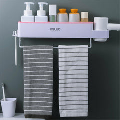 Wall Mounted Multi-function Storage Rack Home Bathroom Shelf Organizer Holder Toothbrush Holder