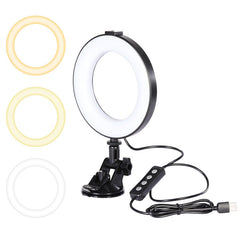 Ring Light LED Video Light Video Conference Light with Suction Cup Laptop Live Streaming Fill Light 6 Inches 3200k-6500k