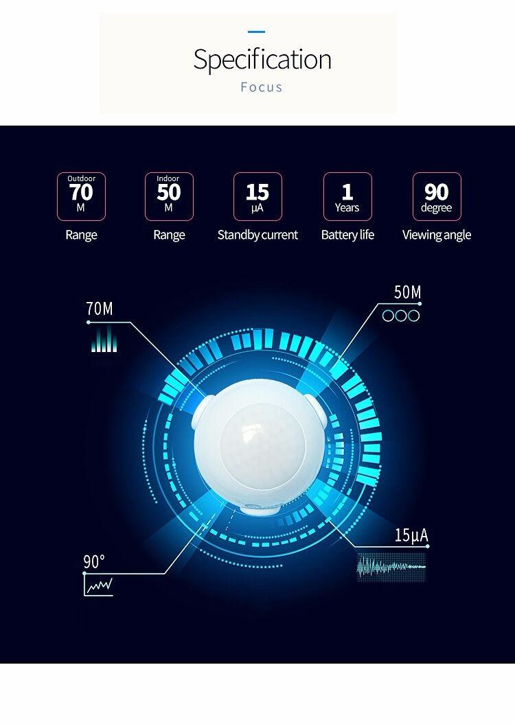 Z-wave PIR Motion Sensor Home Automation For Home Security