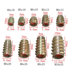 5Pcs M5x10mm Hex Drive Screw In Threaded Insert For Wood Type E