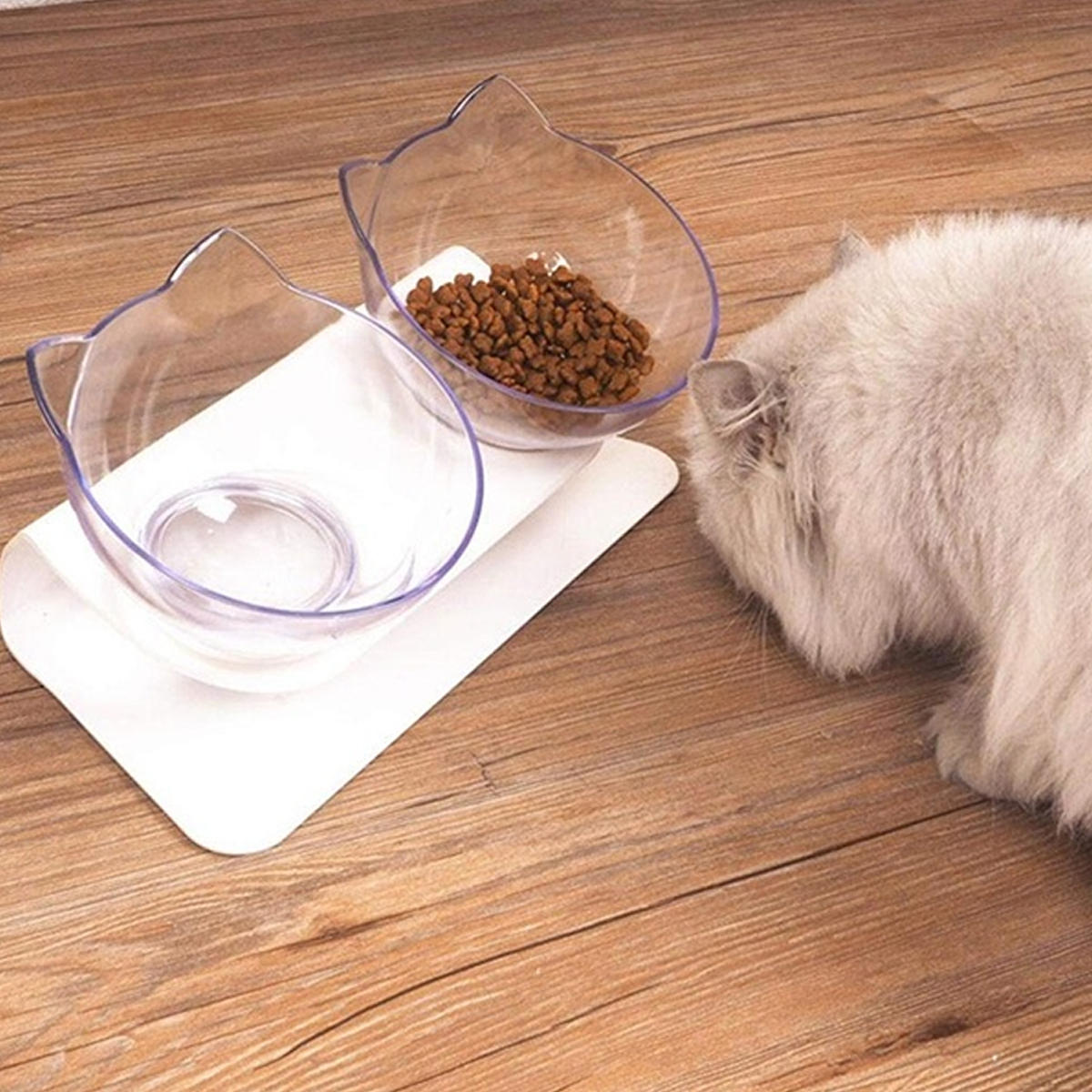 1/2 PCS Bowl Oblique Mouth Double Bowl Drinking Food Bowl Neck-protection Pet Bowl Cat Supplies Dog Puppy