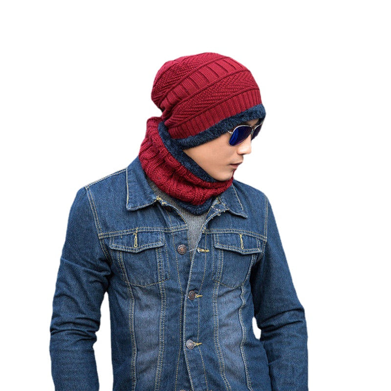 Outdoor Sports Bike Hat Winter Warm Knitted Baggy Beanie Cap Scarf Set