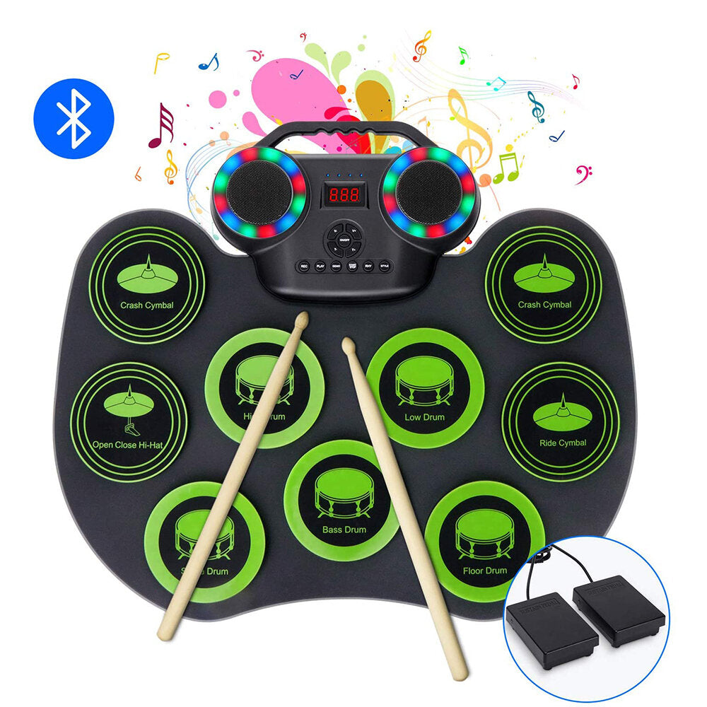 Portable Hand Roll Electronic Drum Flash Bluetooth Drum Set with Built-in Lithium Battery Speaker