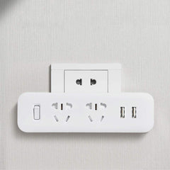 Power Strip Converter Socket Portable Plug Adapter with 2 USB Quick Charge