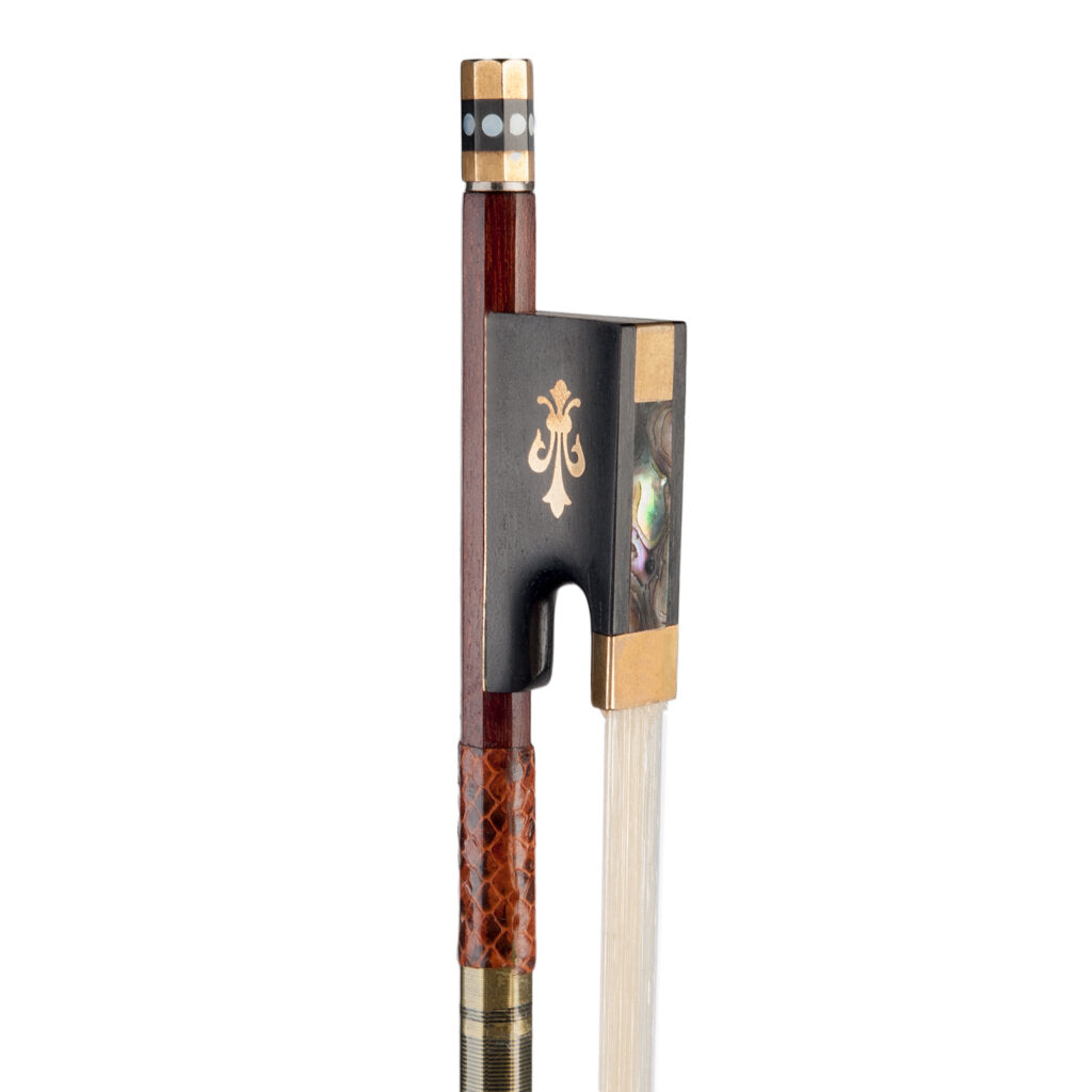 4/4 Violin Bow Pernambuco Stick W/ Ebony Frog Snake Skin Grip White Horsehair Violin Parts Accessories