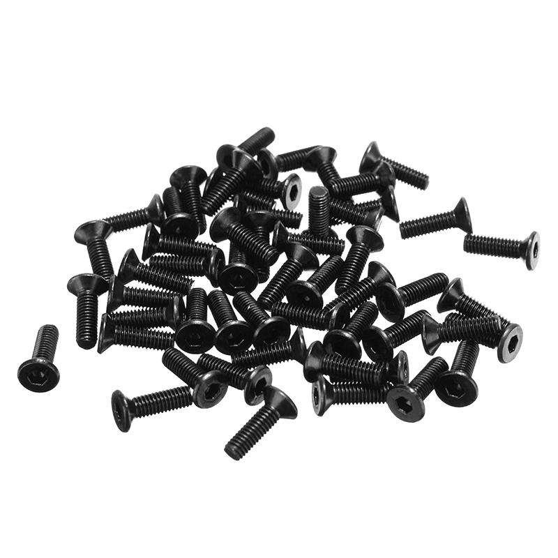 M3CH11 50Pcs M3 Carbon Steel Hex Socket Flat Head Countersunk Screws Bolts 4-12mm Length