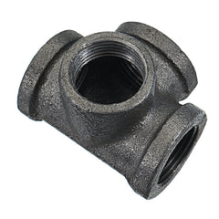 1/2" 3/4" 1" 4 Way Pipe Fitting Malleable Iron Black Side Outlet Tee Female Tube Connector