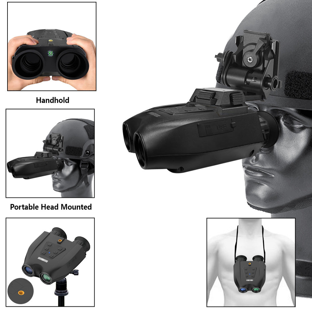 Dual Tube Digital Zoom Night Vision Scope, 300m Infrared 2.5k Ultra HD Head-mounted Hunting Telescope