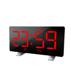 Mirror Digital Display LED Snooze Alarm Clock USB Time Night Mode Clock