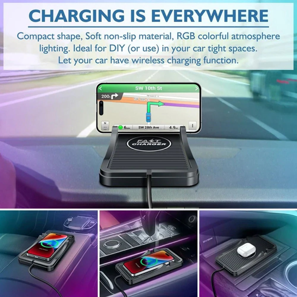 15W Fast Wireless Car Charger for iPhone 15 - Automatic Clamping Phone Holder