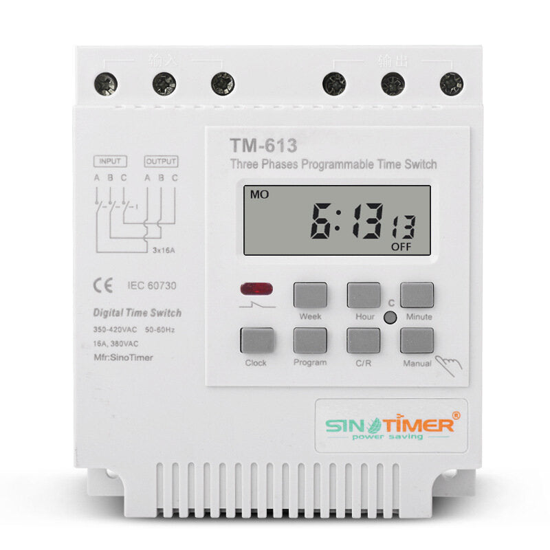 Three Phase 380V Timer Programmable Switch LCD Digital Timer Switch with Backlight