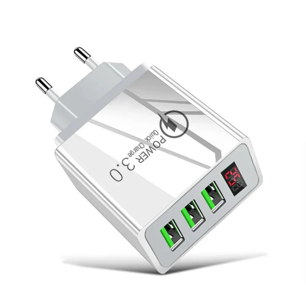 3-Port 3.1A USB Charger Fast Charging Adapter EU Plug for iPhone, Hui, Xiaomi, Samsung