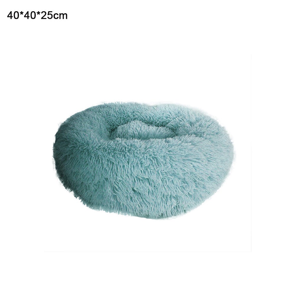 Dark Green Round Removable Plush Doghouse Sofa Bed Warm Dog Mat Non-slip Washable Pet Mat