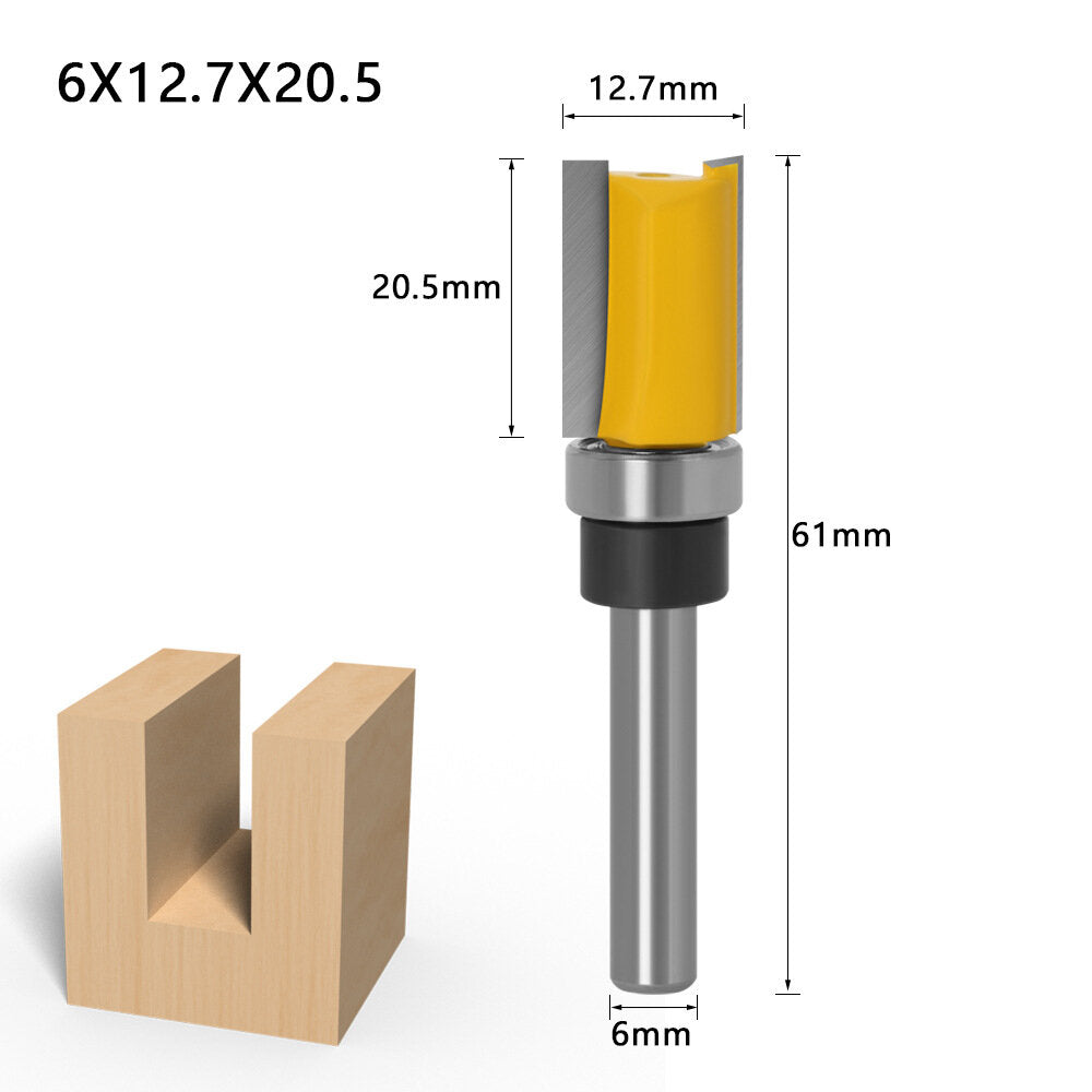 1/4inch/6mm Shank Flush Trim Router Bit Pattern Bit Top Bottom Bearing Blade Template Wood Milling Cutter Carpenter