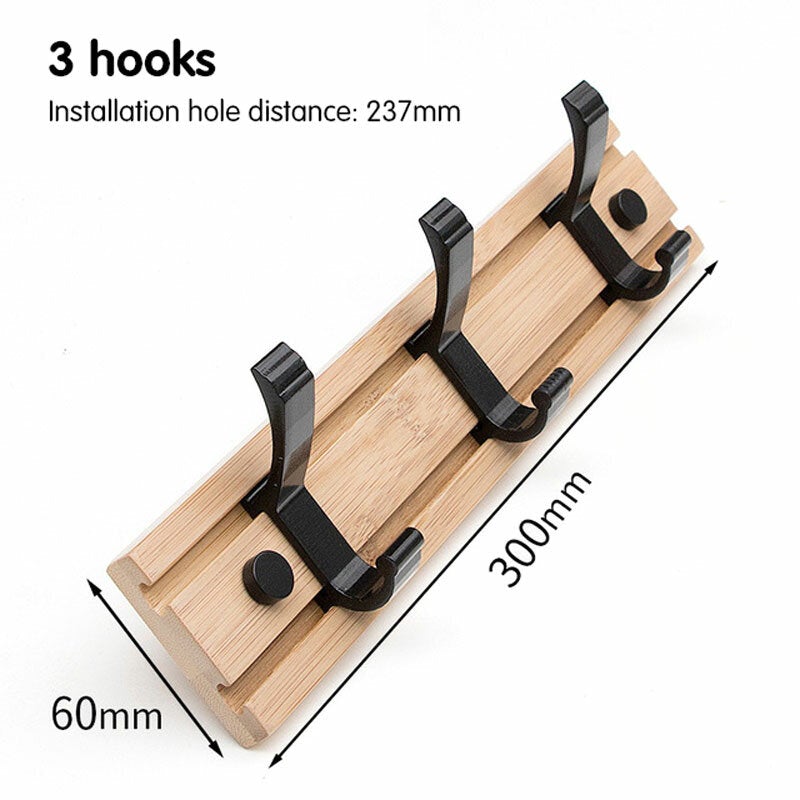 3/4/5 Hooks Wall Coat Rack Storage Hook Hat Clothes Hanger Home Bedroom Organizer