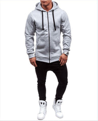 Mens Solid Color Zipper Jackets Thick Warm Sweater Hoodie Jacket