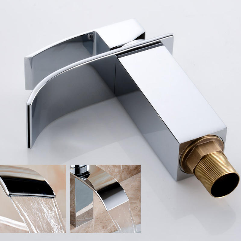 Bathroom Waterfall Sink Faucet Single Lever Mixer Tap Hot Cold Brass Faucets