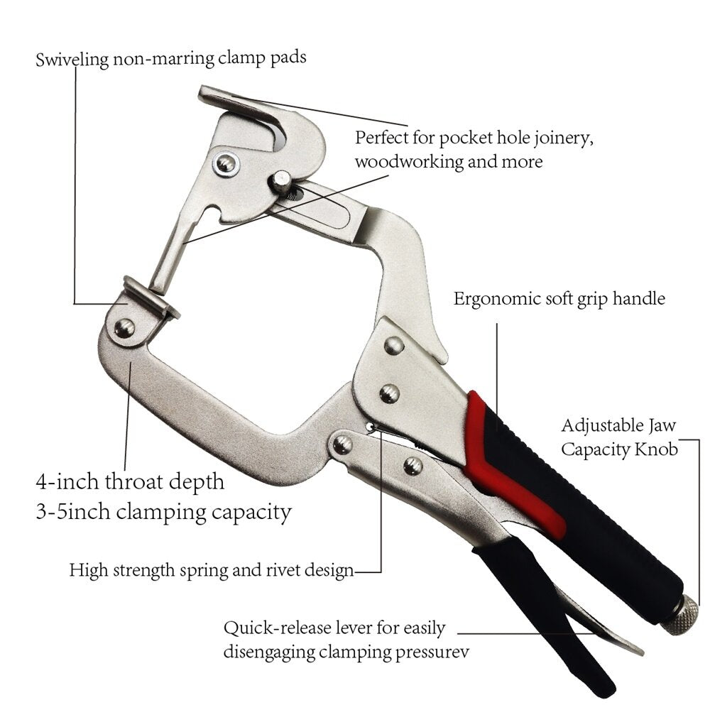 12" Dual-Purpose C-Clamp & Oblique Hole Clamp - Chrome Vanadium Steel