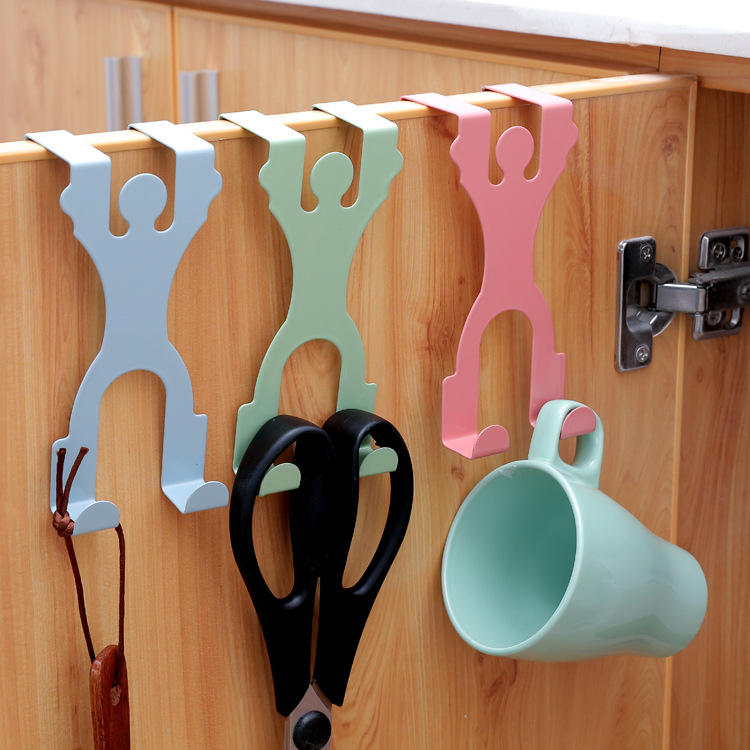 Creative Doll Door Back Hook Hangers Iron Seamless Hook Door Multi-function Peg Racks